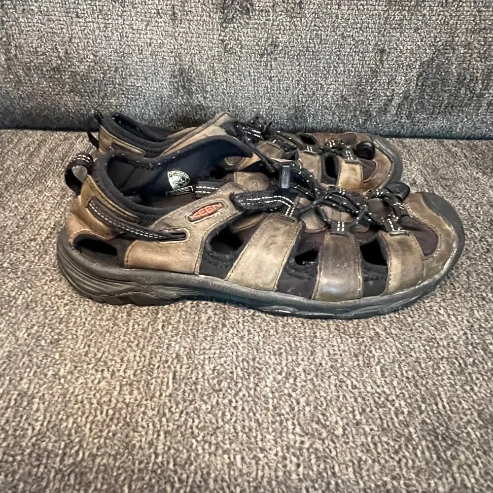 Keen Leather Sandals Mens 9 Brown Targhee Waterproof Trail Rugged Hiking Outdoor